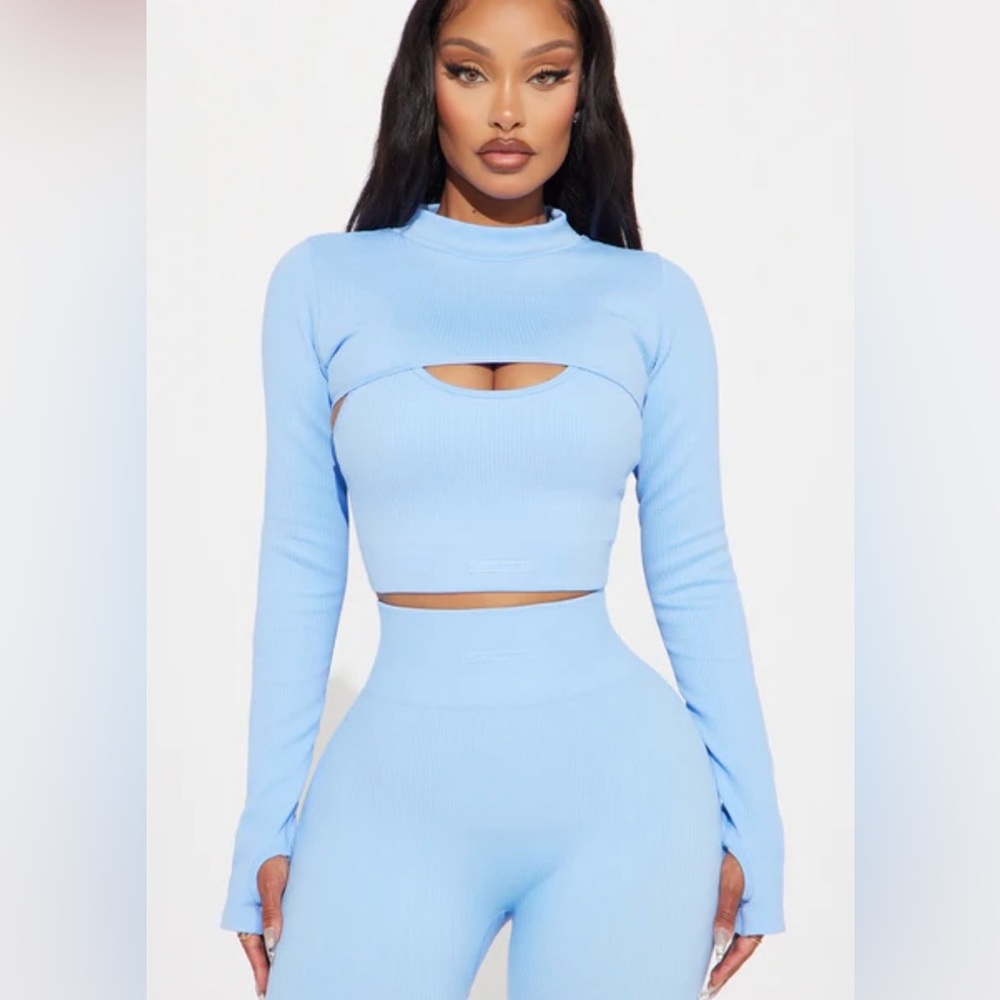 Seamless 2 Piece Active Top - Light Blue